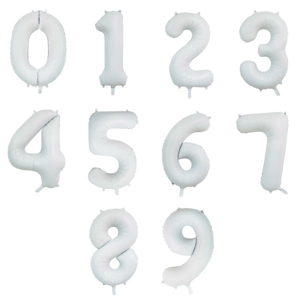 Cijferballon - satijn wit - 86 cm