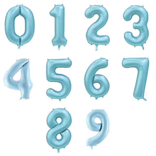 Cijferballon - satijn lichtblauw