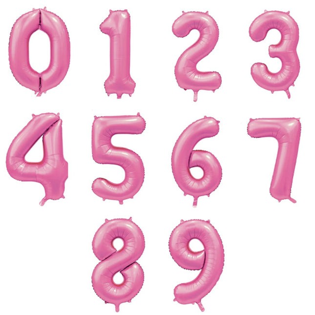 Cijferballon - satijn roze