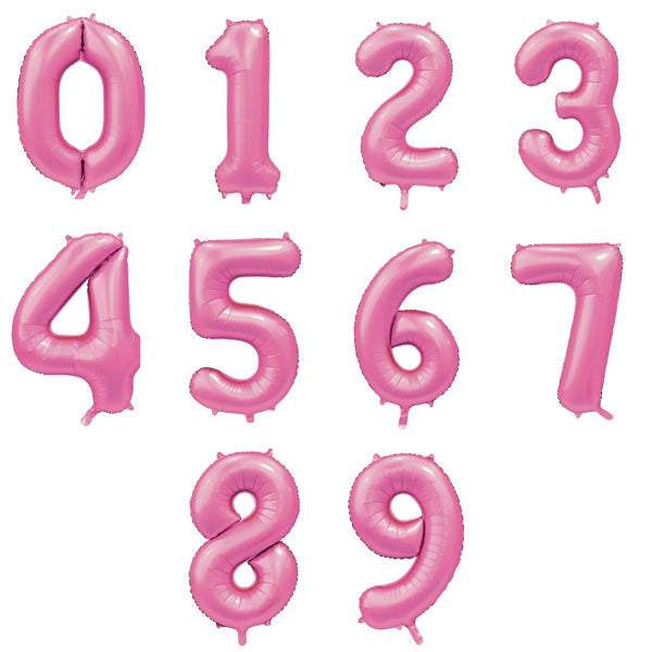 Cijferballon - satijn roze - 86 cm