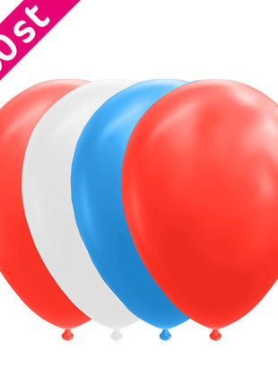 Balloons - 100 pieces - 30 cm - red / white / blue