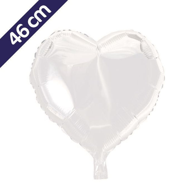 Folieballon hart - 46 cm - wit