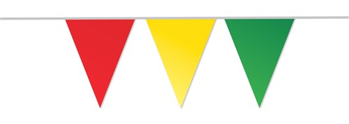 Vlaggenlijn / slinger - 10 meter - rood / geel / groen - carnavalsversiering vlaggetjes