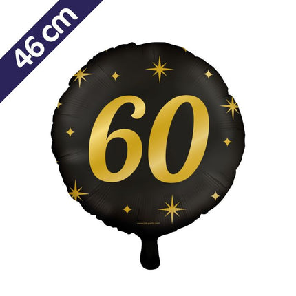 60 jaar Folieballon - 46 cm - goud en zwart - Classy