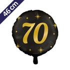 70 jaar Folieballon - 46 cm - goud en zwart - Classy
