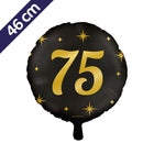 75 Jaar Folieballon - 46 cm - goud en zwart - Classy
