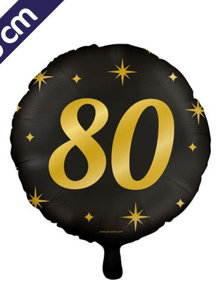 80 jaar Folieballon - 46 cm - goud en zwart - Classy