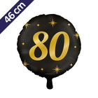 80 jaar Folieballon - 46 cm - goud en zwart - Classy