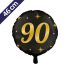 90 jaar Folieballon - 46 cm - goud en zwart - Classy