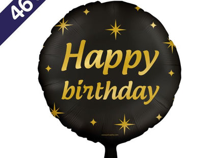 Happy birthday Folieballon - 46 cm - goud en zwart - Classy