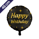 Happy birthday Folieballon - 46 cm - goud en zwart - Classy