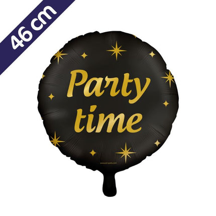 Party time Folieballon - 46 cm - goud en zwart - Classy