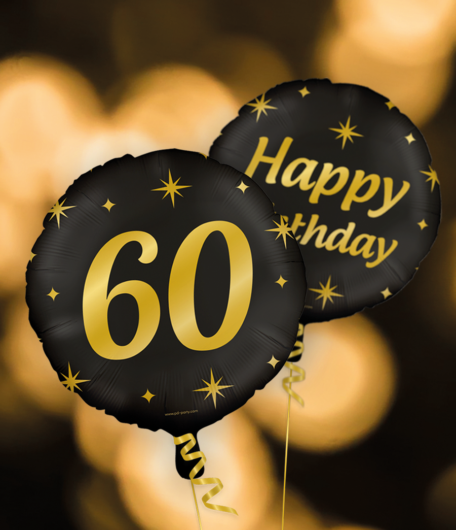 Party time Folieballon - 46 cm - goud en zwart - Classy