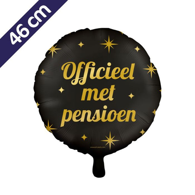 Pensioen Folieballon - 46 cm - goud en zwart - Classy