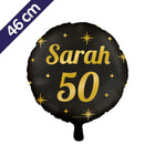 50 jaar Sarah Folieballon - 46 cm - goud en zwart - Classy
