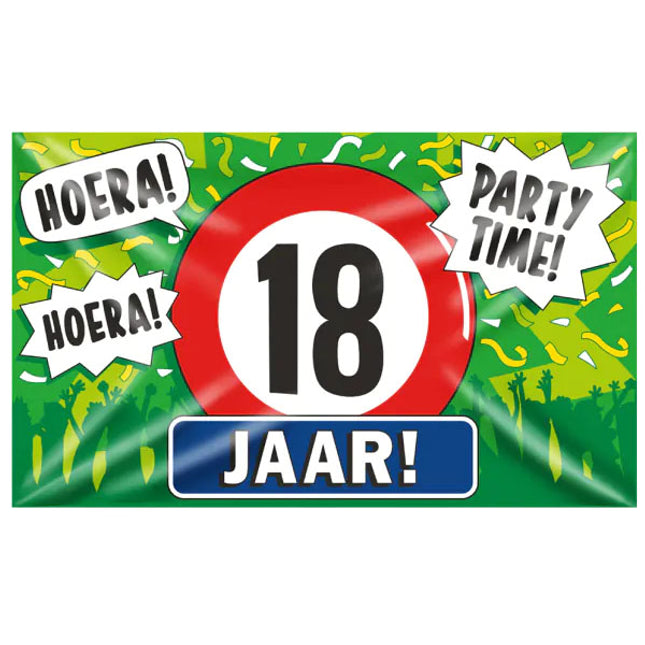 18 jaar Gevelvlag XXL - 90 x 150 cm