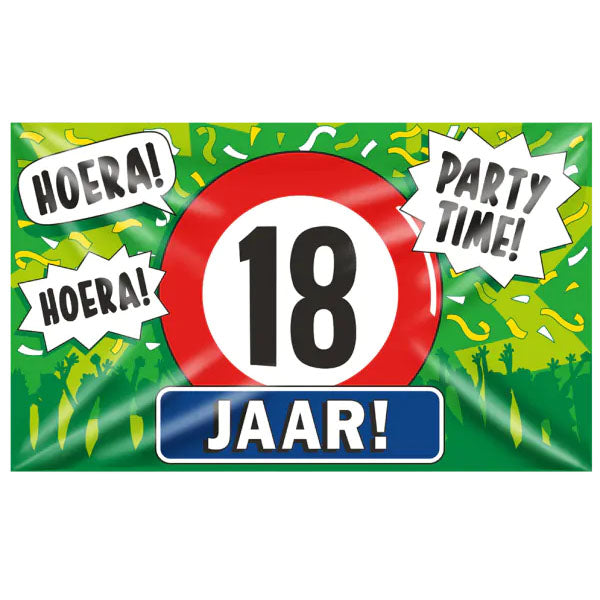 18 jaar Gevelvlag XXL - 90 x 150 cm