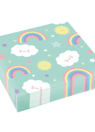 Rainbow &amp; Cloud Napkins - 20 pieces - 33 x 33 cm