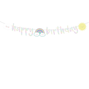 Rainbow &amp; Cloud Letter garland happy birthday - 180 cm