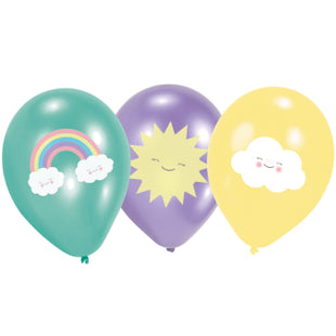 Rainbow &amp; Cloud Balloons - Pack of 6 - 27.5 cm