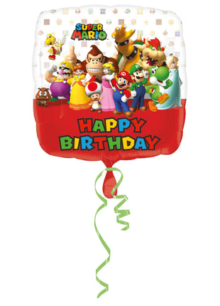 Super Mario Folienballon Happy Birthday - 43 cm