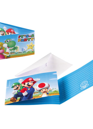 Super Mario Invitations &amp; Envelopes - Pack of 8