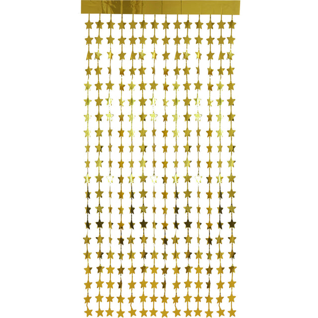 Sterren foliegordijn - 200 x 100 cm - goud