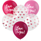 Ballonnen 'Love You!' mix roze - 33 cm - 6 stuks