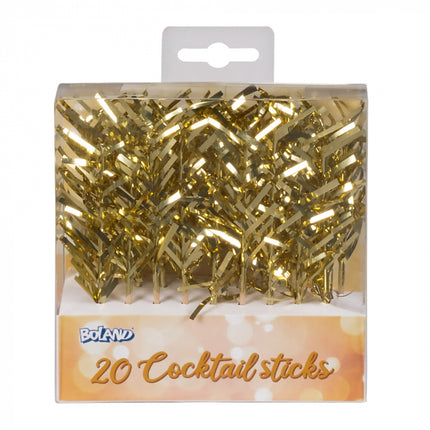 Cocktail sticks - 20 pieces - 10 cm - gold