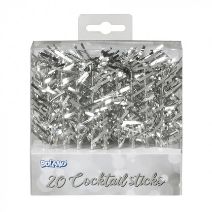 Cocktailprikkers - 20 stuks - 10 cm - zilver