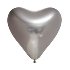 Ballonnen hartvormig - 6 stuks - 30 cm - chrome zilver