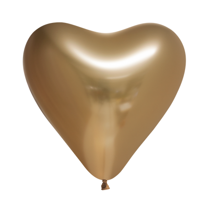Ballonnen hartvormig - 6 stuks - 30 cm - chrome goud