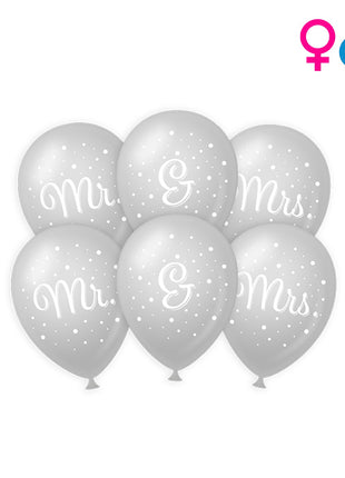 Mr. &amp; Mrs. Wedding Balloons - Pack of 6