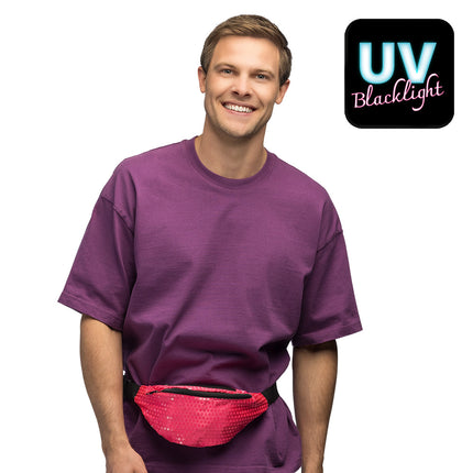 Heuptasje - pailletten neon roze