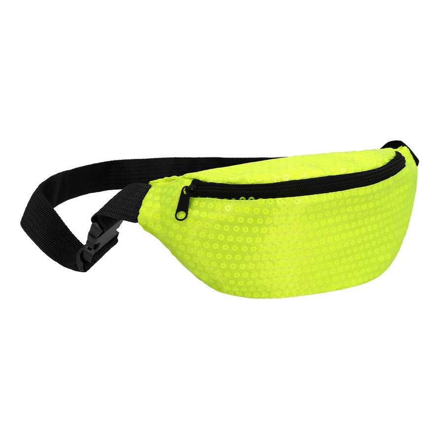 Heuptasje - pailletten neon geel