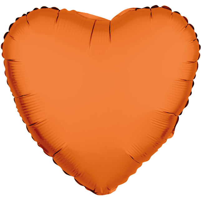 Folieballon hart - NEON oranje - 43 cm