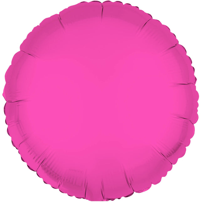 Folieballon rond- NEON roze - 43 cm