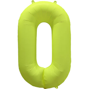 Cijferballon - NEON geel - cijfer 0 - 86 cm