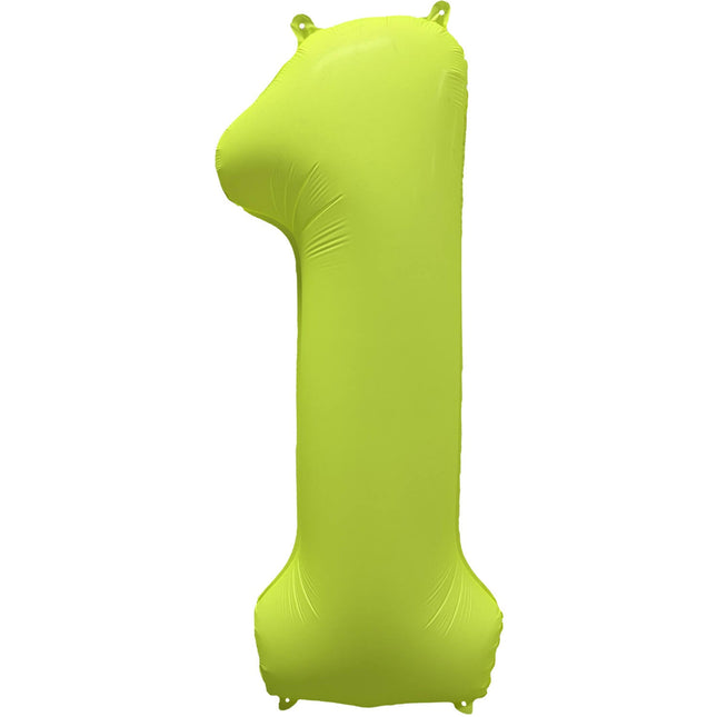 Cijferballon - NEON geel - cijfer 1 - 86 cm