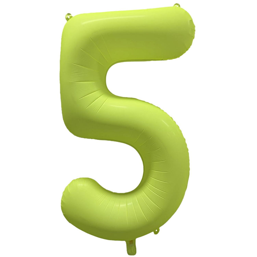 Cijferballon - NEON geel - cijfer 5 - 86 cm