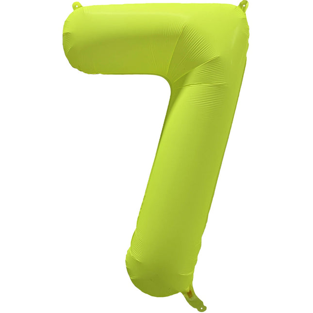 Cijferballon - NEON geel - cijfer 7 - 86 cm