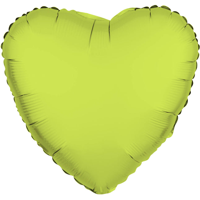 Folieballon hart - NEON geel - 43 cm