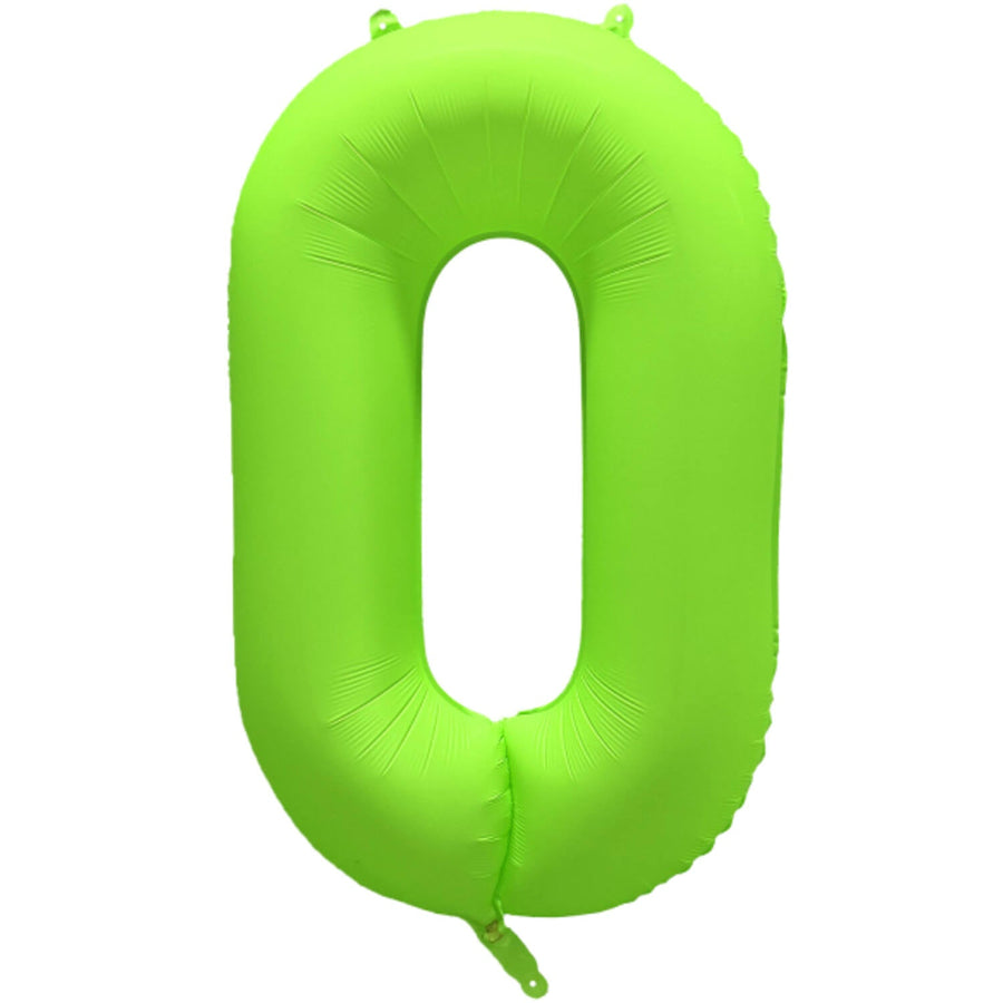 Cijferballon - NEON groen - cijfer 0 - 86 cm