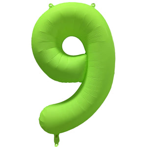 Cijferballon - NEON groen - cijfer 9 - 86 cm