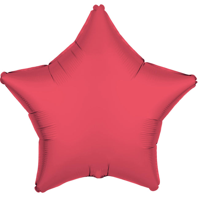 Folieballon ster - NEON rood - 43 cm