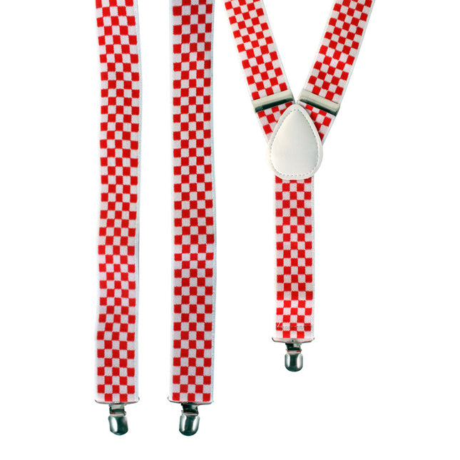 Bretels Brabant - rood wit geblokt