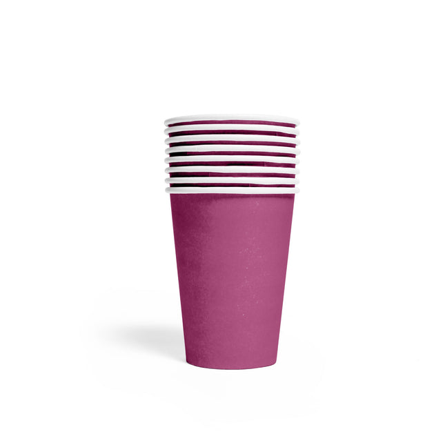 Papieren bekers FSC - 8 stuks - 210 ml - paars