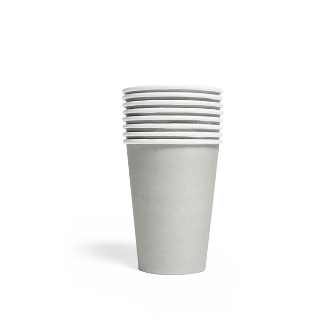 Papieren bekers FSC - 8 stuks - 210 ml - zilver