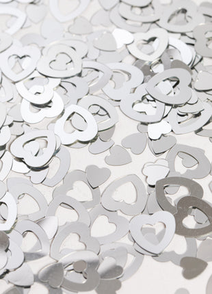 Table confetti - 14 grams - silver open hearts