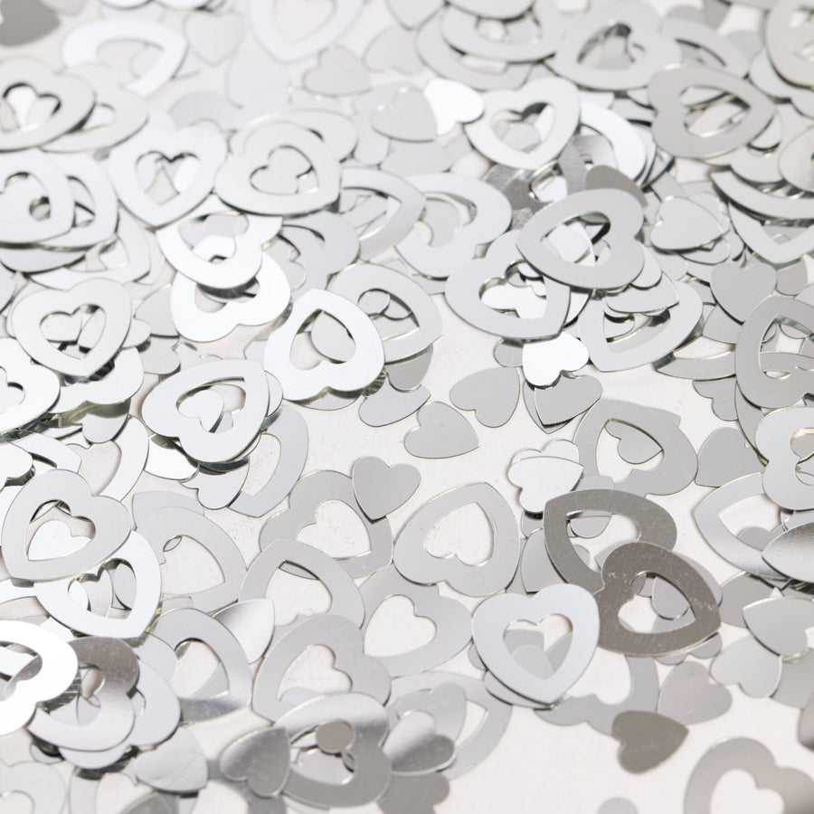 Tafelconfetti - 14 gram - zilveren open hartjes